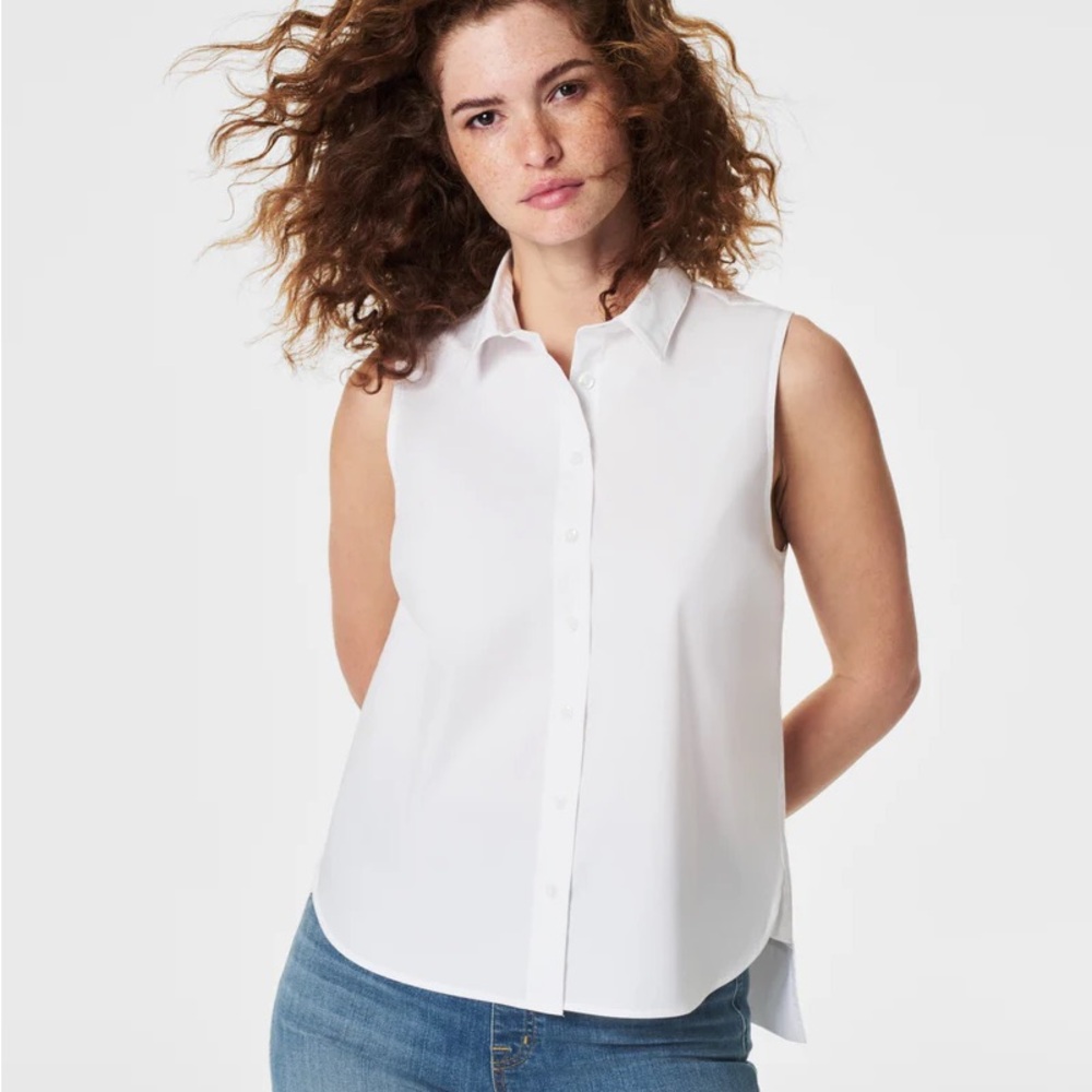 🆕 Poplin Sleeveless Button-Down Shirt
